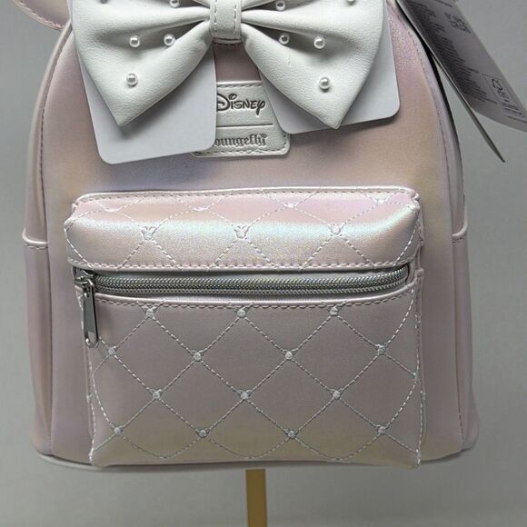 Disney Loungefly Minnie Mouse Iridescent Pearl Mini Backpack NWT Bow Ears main image 13